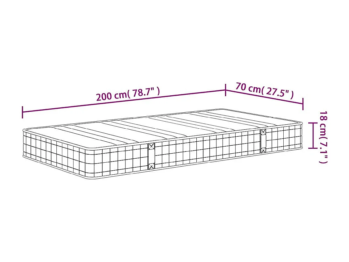 Matelas à ressorts bonnell moyen 70x200 cm