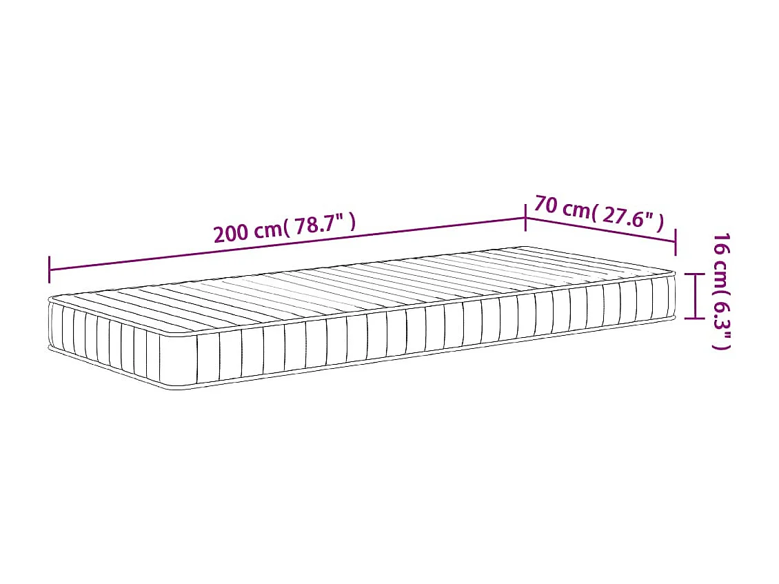 Colchón de espuma medio suave 70x200 cm