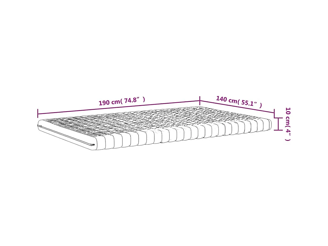 Matelas en mousse blanc 140x190 cm 7 zones dureté 20 ILD