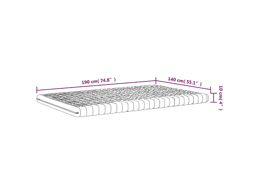 Materasso in Schiuma Bianco 140x190 cm 7 Zone Durezza 20 ILD