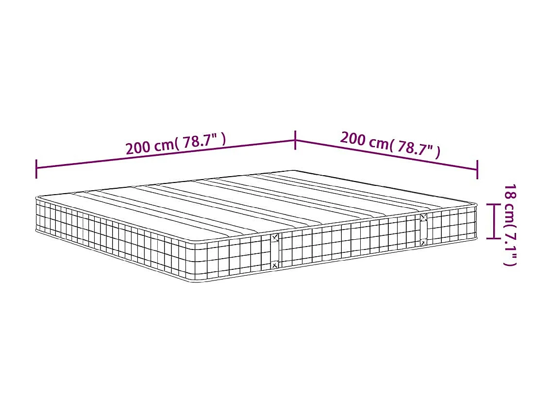 Matelas à ressorts bonnell moyen 200x200 cm