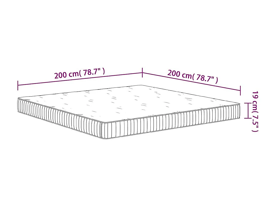 Matelas à ressorts ensachés moyen 200x200 cm