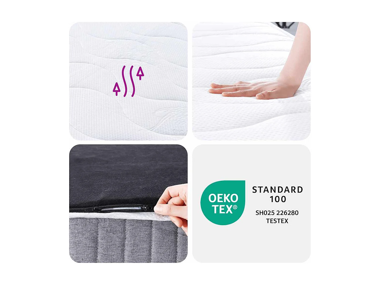 Matelas à ressorts ensachés moyen 200x200 cm
