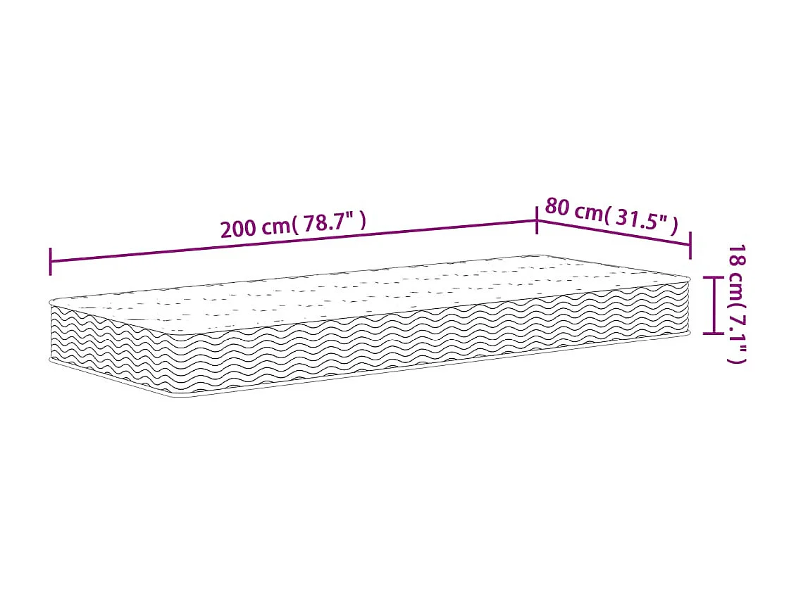 Binnenveringmatras middelhard 80x200 cm