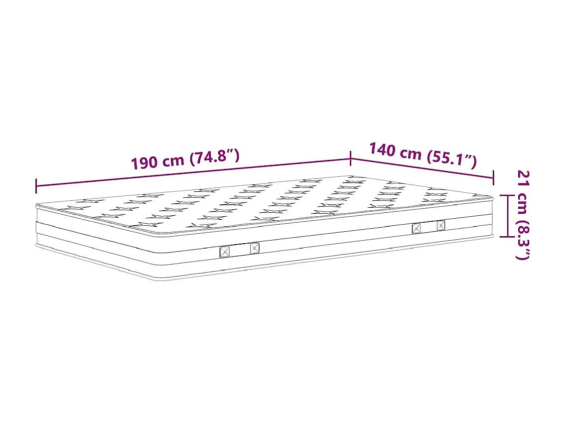 Matelas à ressorts bonnell moyen 140x190 cm