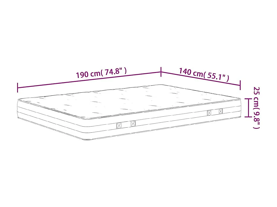 Matelas à ressorts ensachés dureté moyenne 140x190 cm