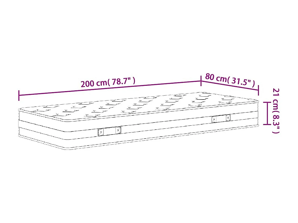 Matelas à ressorts bonnell moyen 80x200 cm