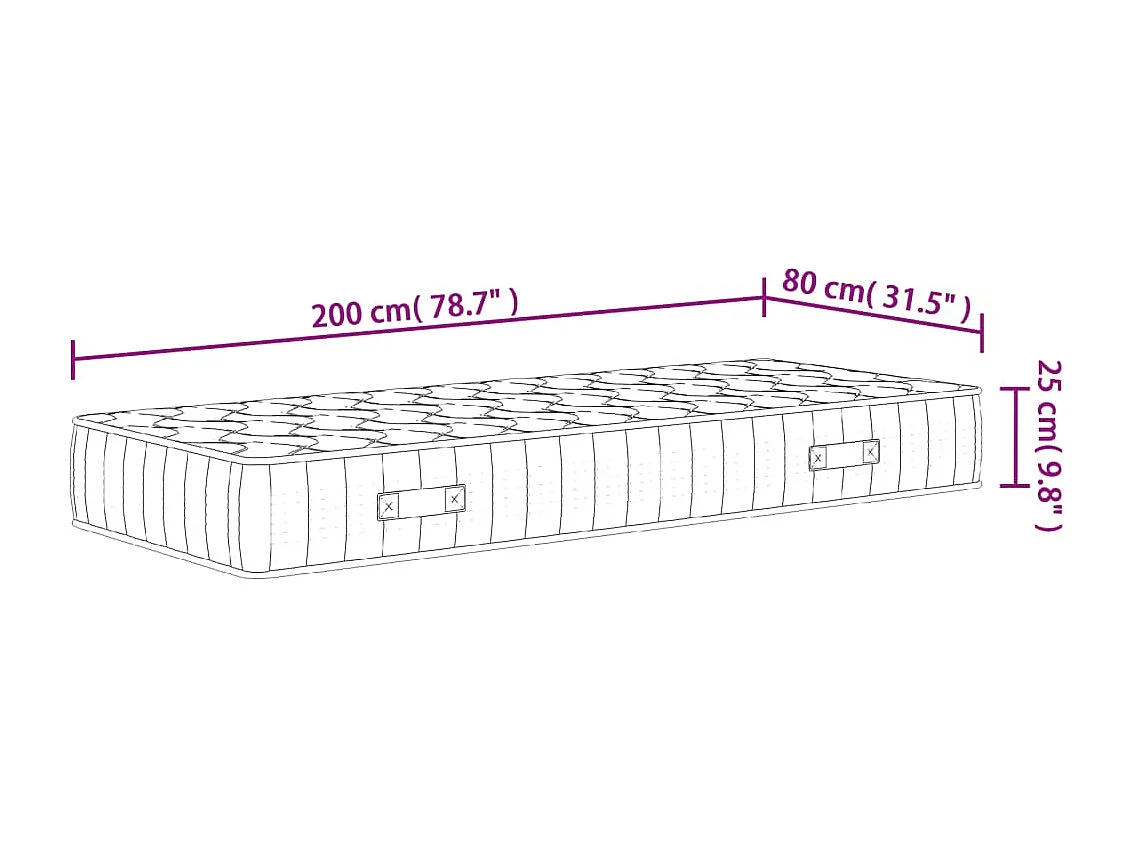 Matelas à ressorts ensachés dureté moyenne 80x200 cm