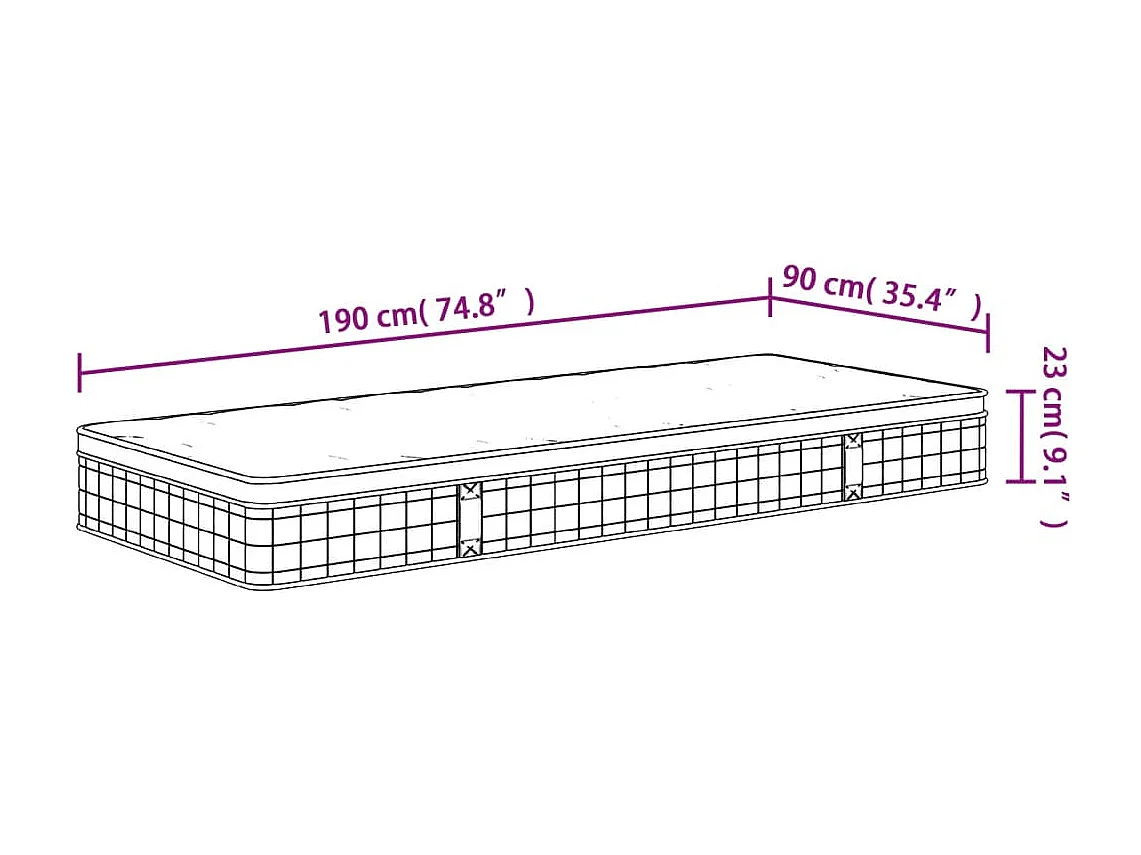 Matelas à ressorts bonnell moyen 90x190 cm
