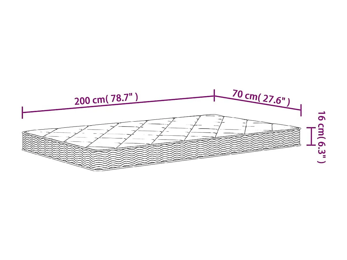 Matelas en mousse moyennement doux 70x200 cm