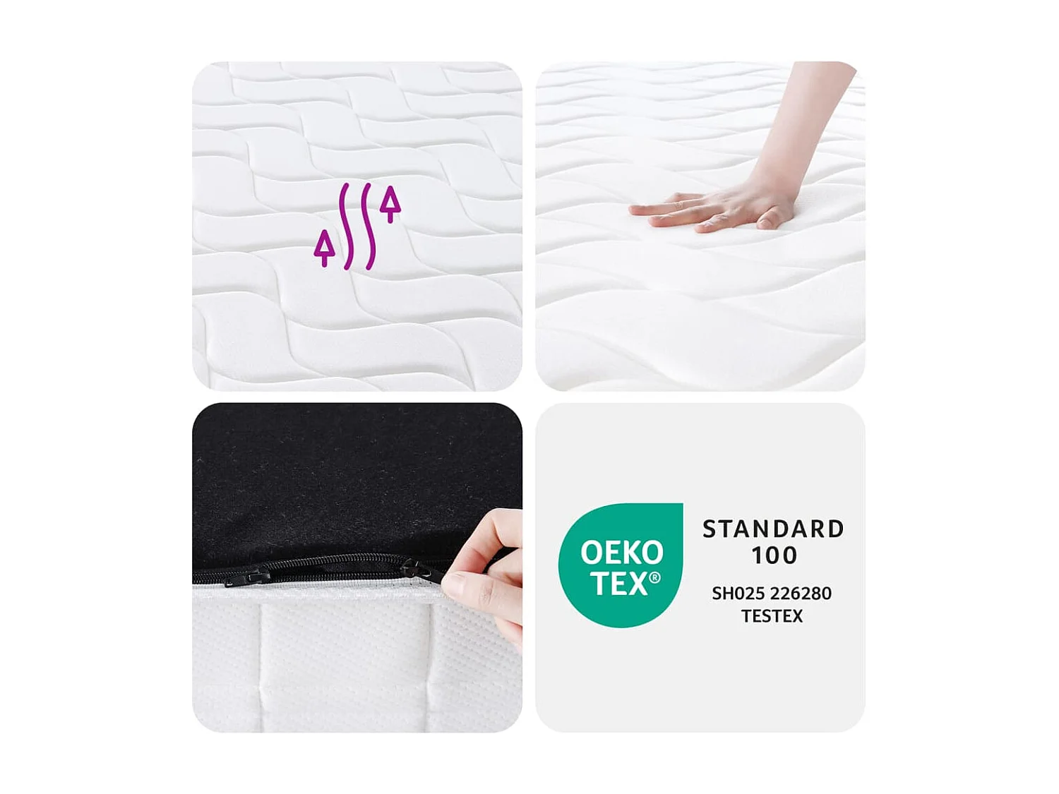 Matelas à ressorts ensachés dureté moyenne 90x200 cm