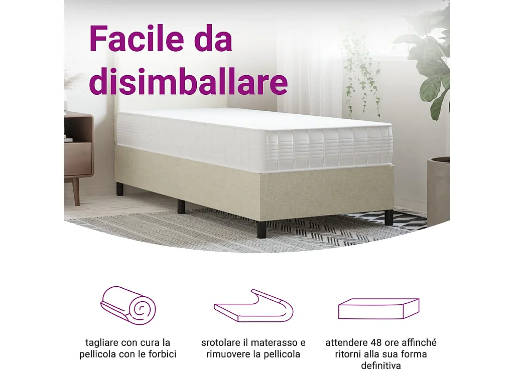 Matelas à ressorts ensachés dureté moyenne 90x200 cm