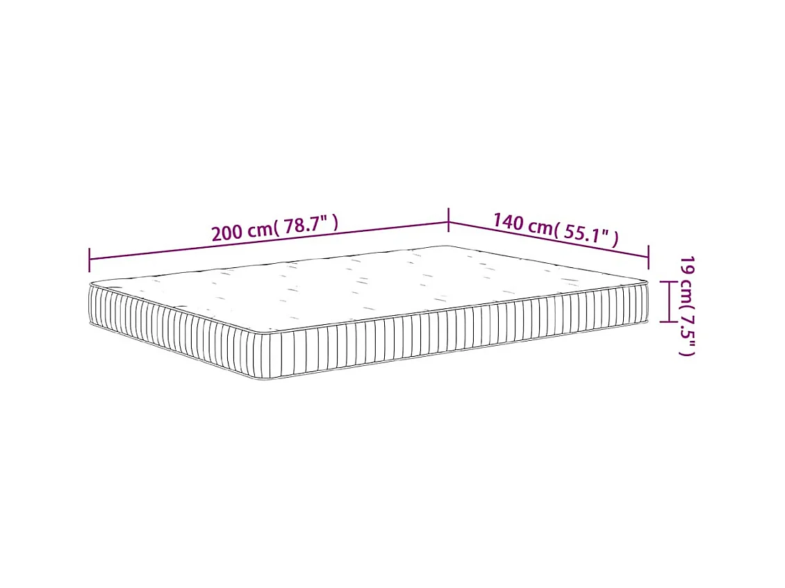 Colchão de molas ensacadas médio 140x200 cm