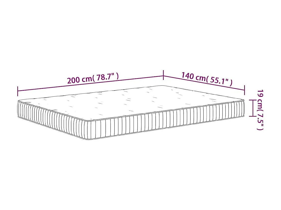 Matelas à ressorts ensachés moyen 140x200 cm