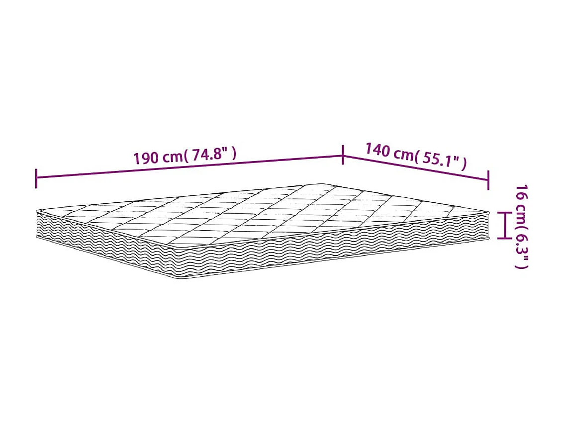Matelas en mousse moyennement doux 140x190 cm