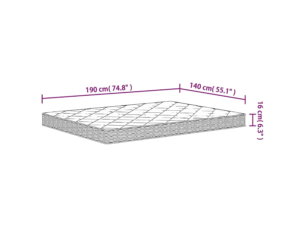 Matelas en mousse moyennement doux 140x190 cm