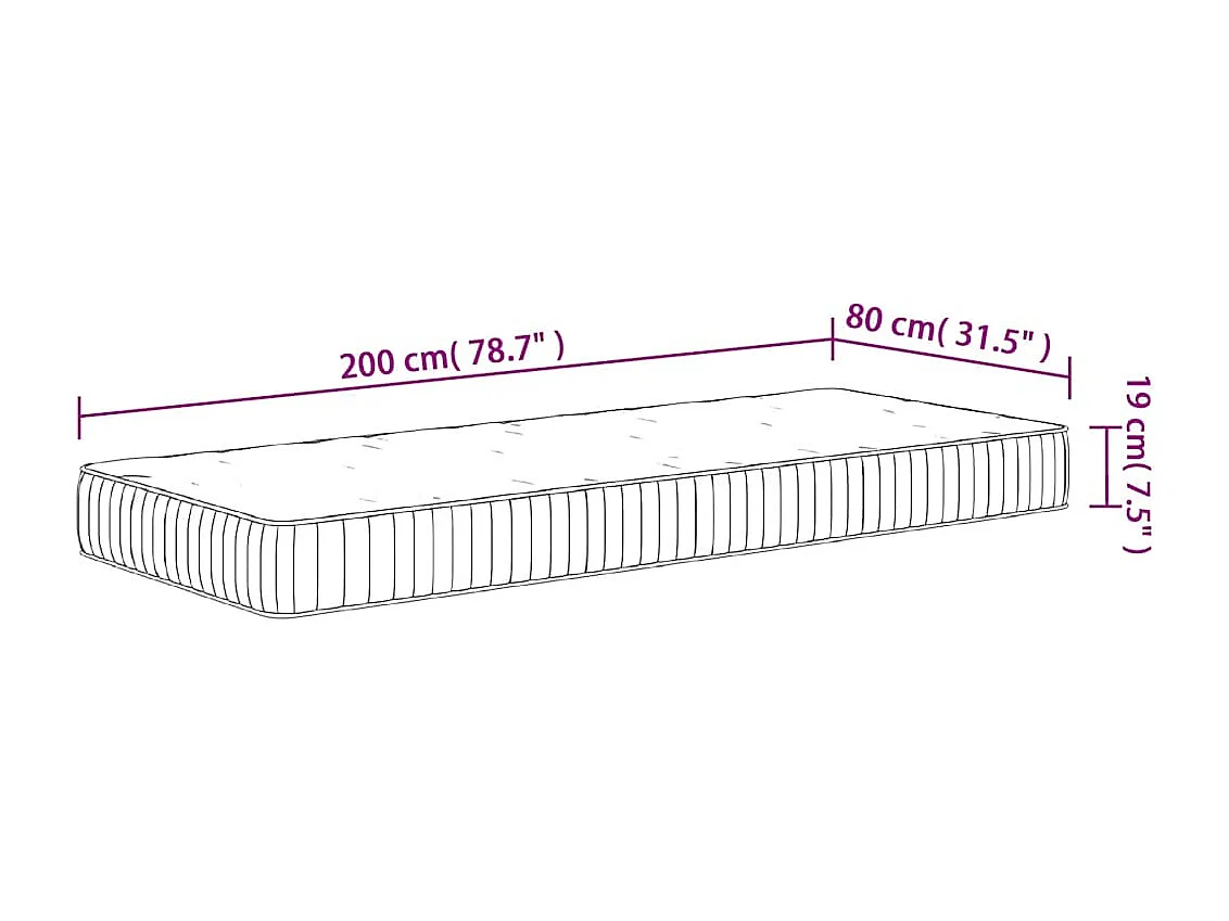 Colchão de molas ensacadas médio 80x200 cm