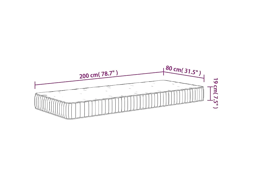 Matelas à ressorts ensachés moyen 80x200 cm