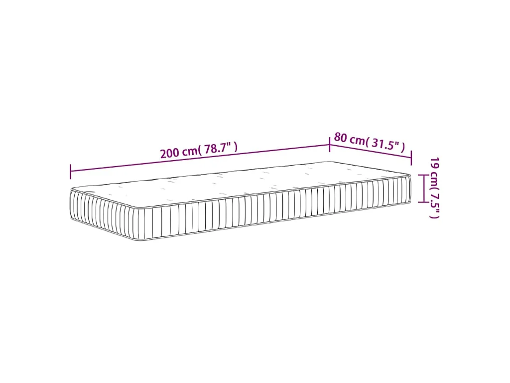 Matelas à ressorts ensachés moyen 80x200 cm