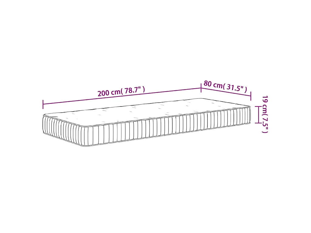 Matelas à ressorts ensachés moyen 80x200 cm