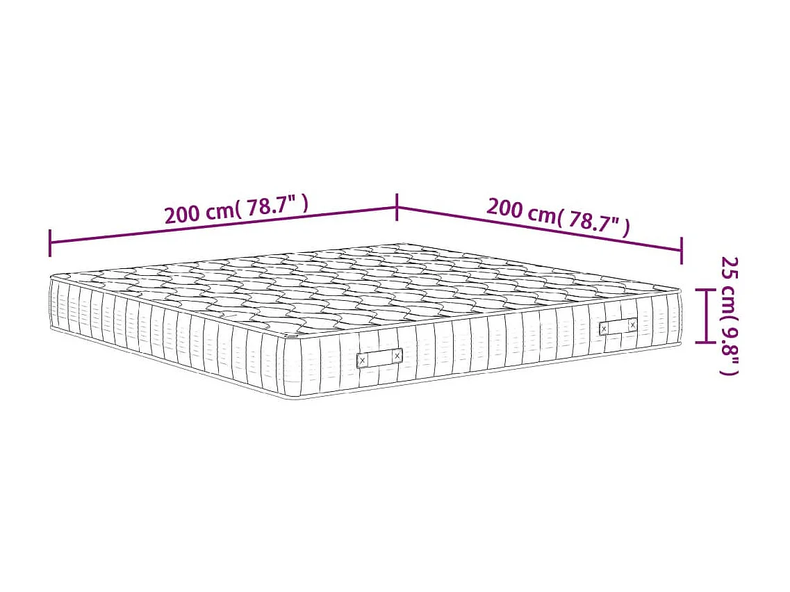 Matelas à ressorts ensachés dureté moyenne 200x200 cm