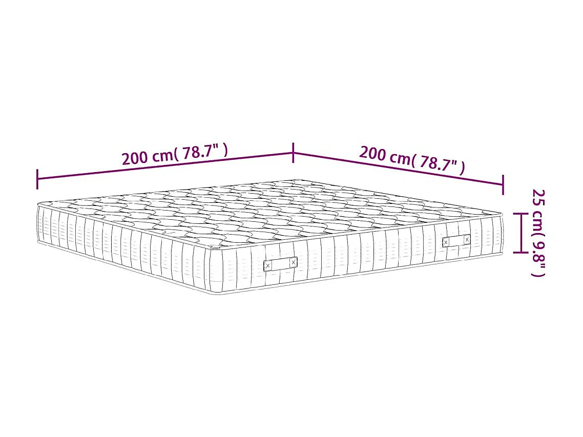 Pocketveringmatras middelhard-hard 200x200 cm