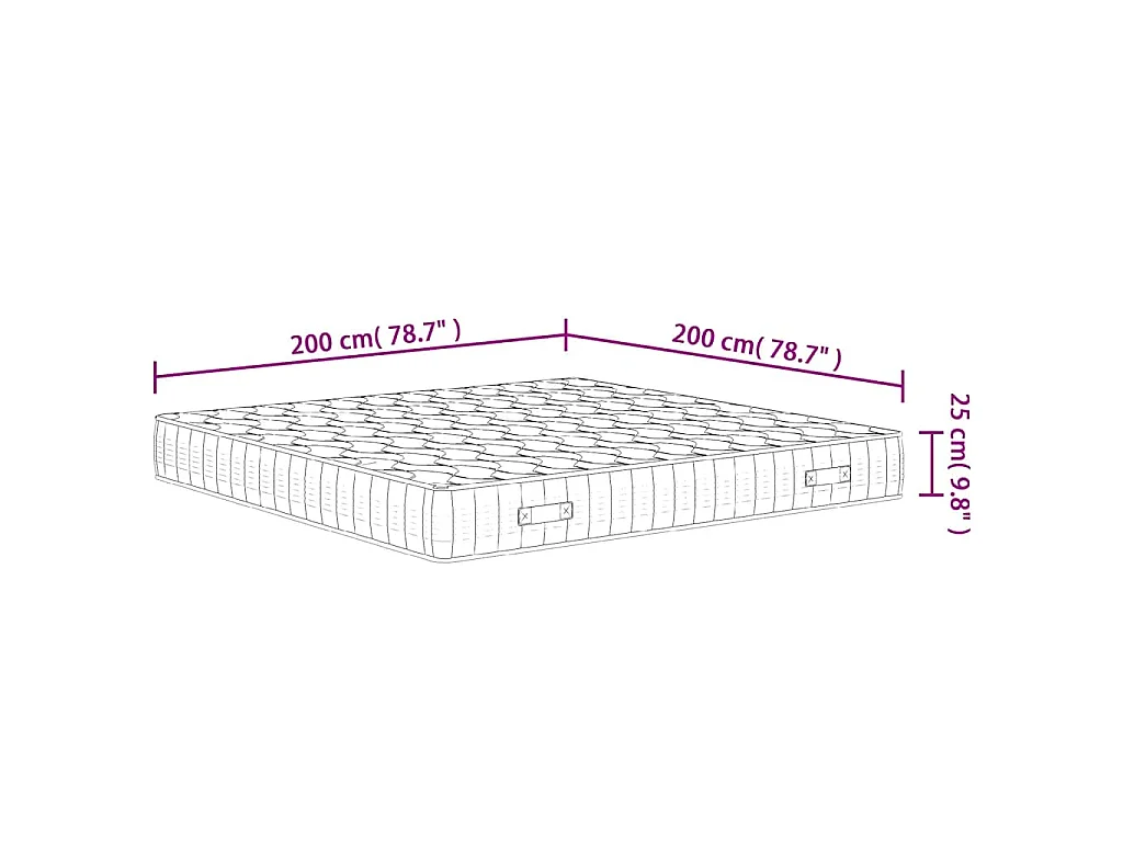 Matelas à ressorts ensachés dureté moyenne 200x200 cm
