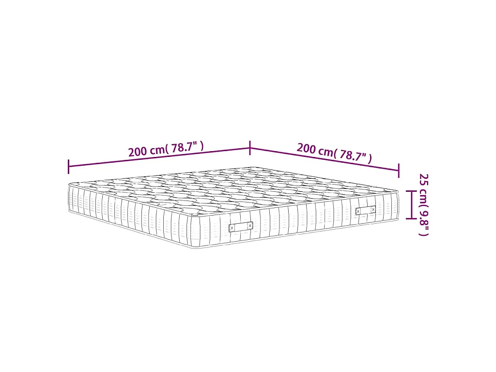 Matelas à ressorts ensachés dureté moyenne 200x200 cm