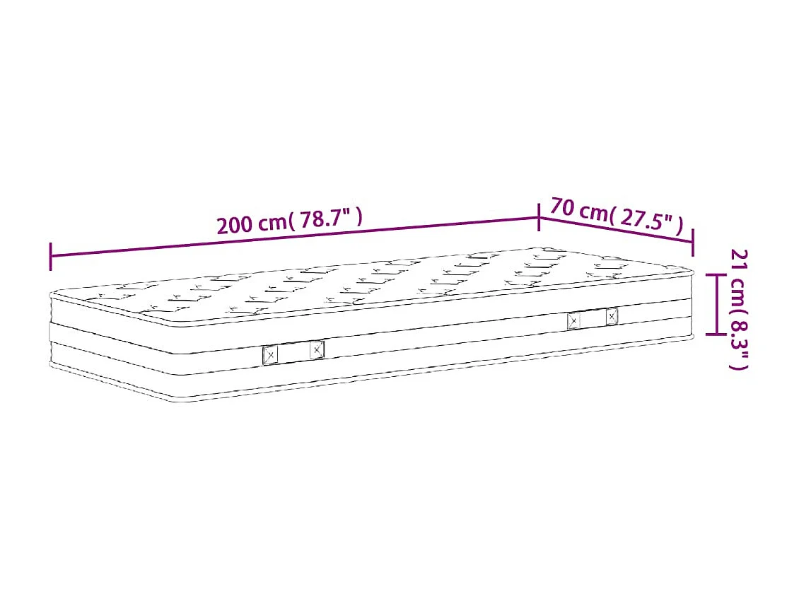 Matelas à ressorts bonnell moyen 70x200 cm