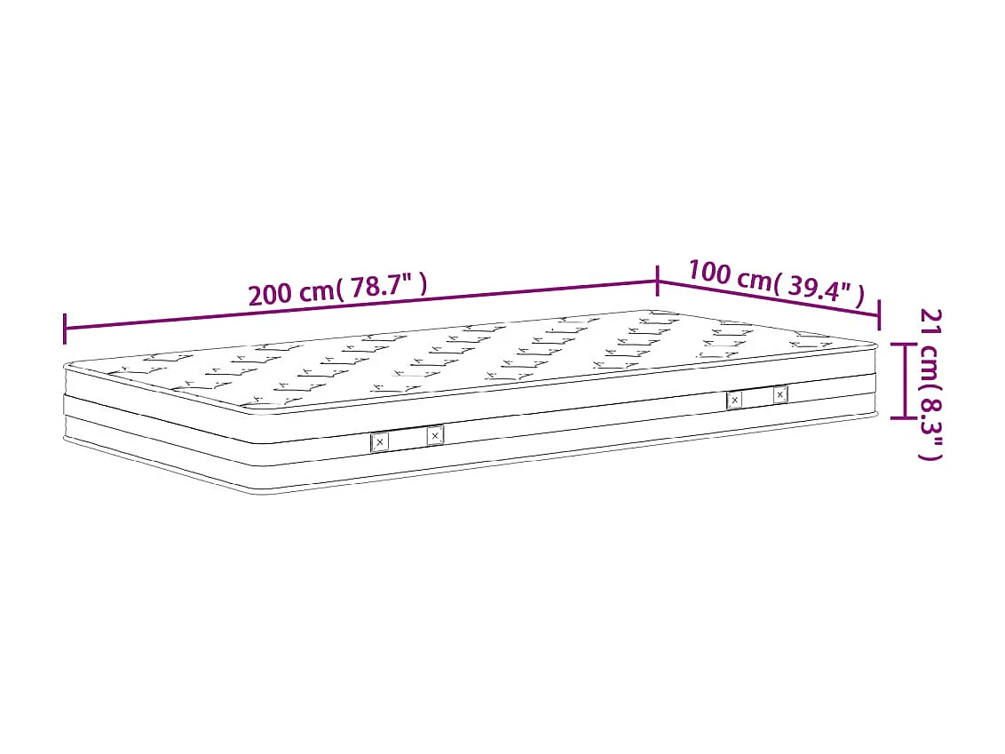 Matelas à ressorts bonnell moyen 100x200 cm