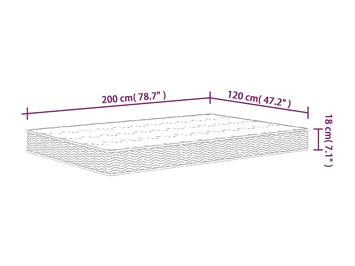 Binnenveringmatras middelhard 120x200 cm