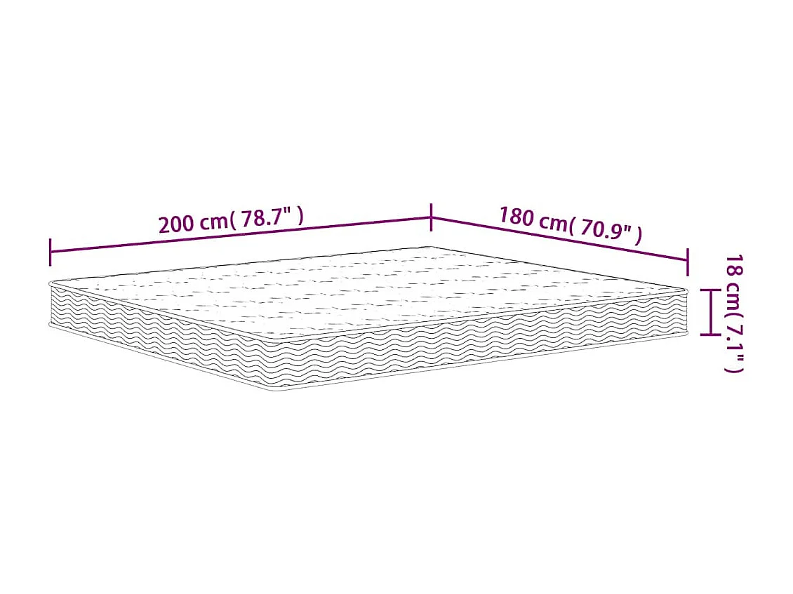 Matelas à ressorts bonnell moyen 180x200 cm
