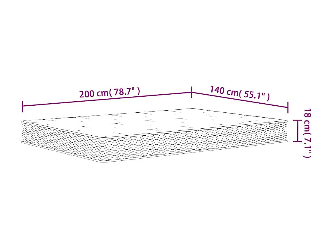 Matelas à ressorts bonnell moyen 140x200 cm