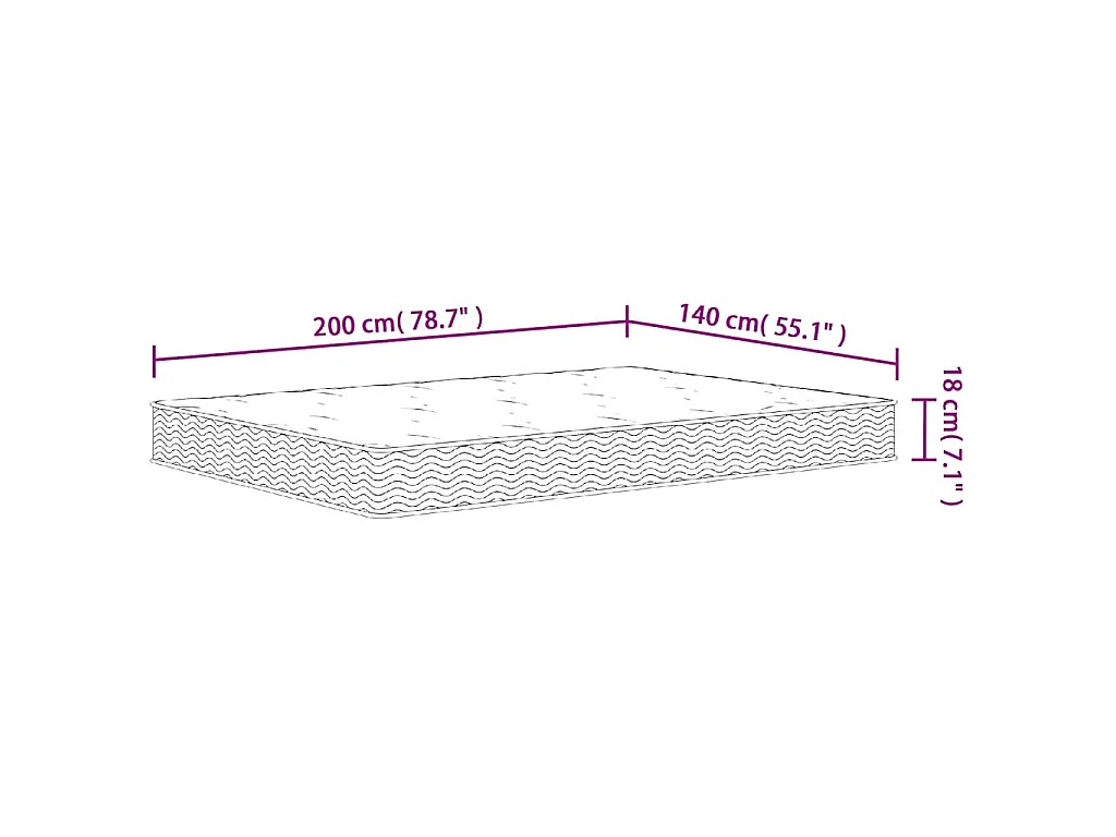 Matelas à ressorts bonnell moyen 140x200 cm
