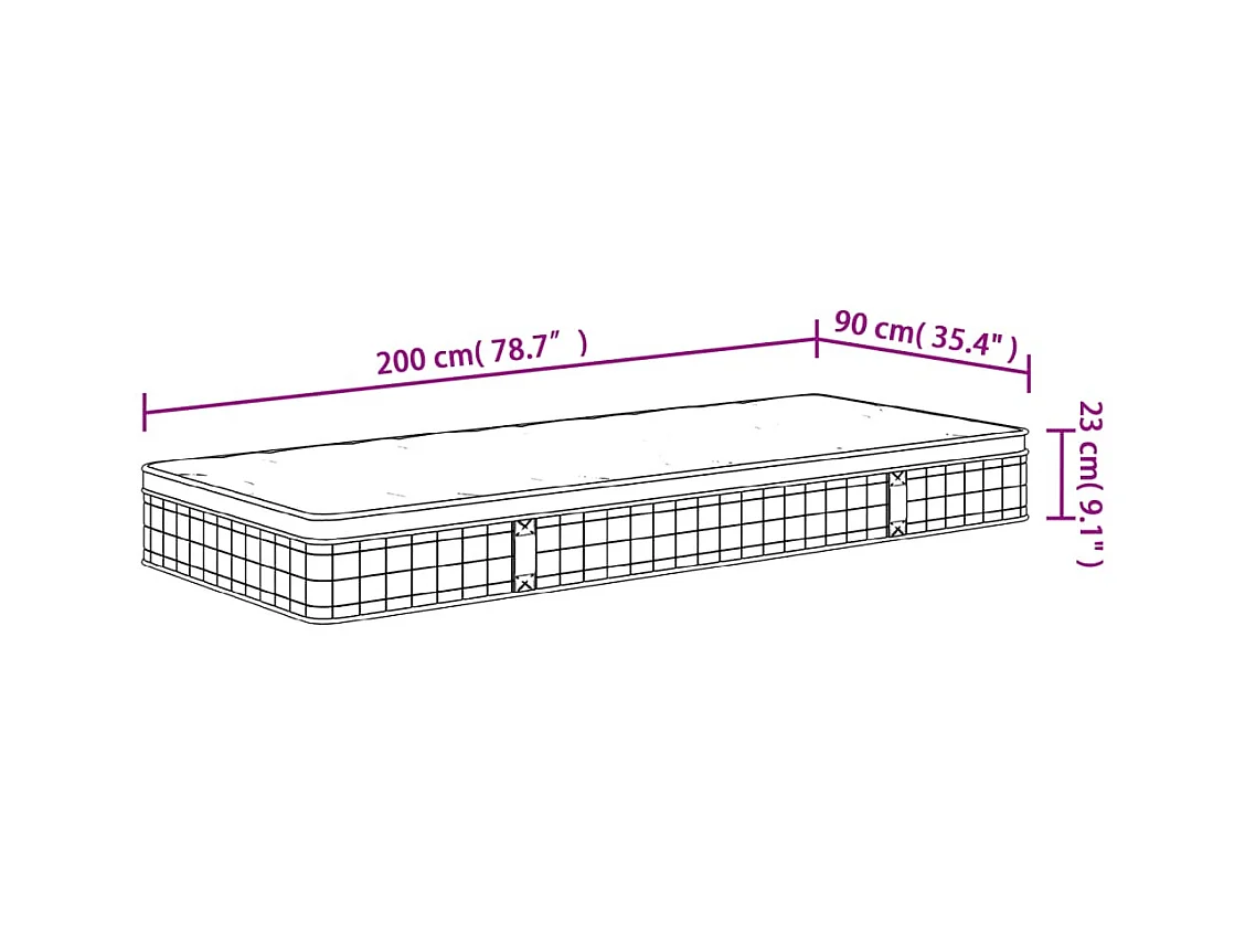Binnenveringmatras middelhard 90x200 cm
