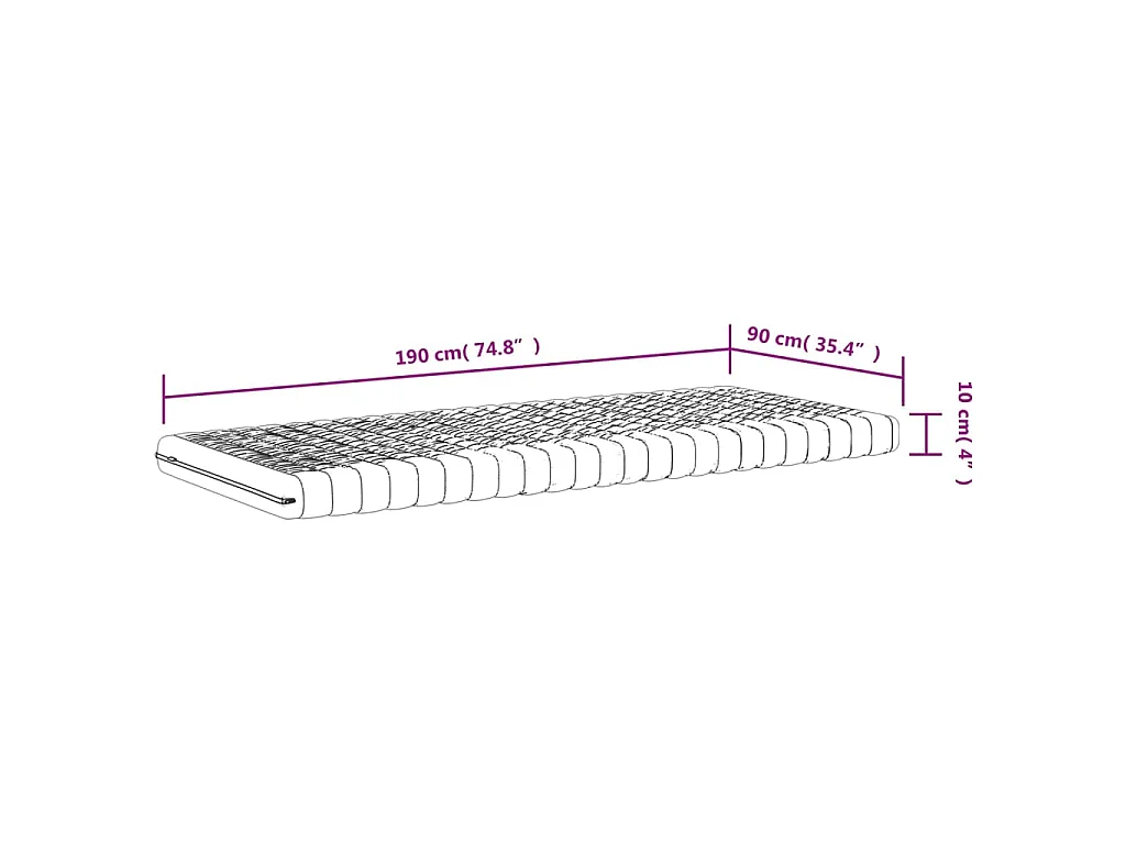 Schuimmatras 7 zones hardheid 20 ILD 90x190 cm wit