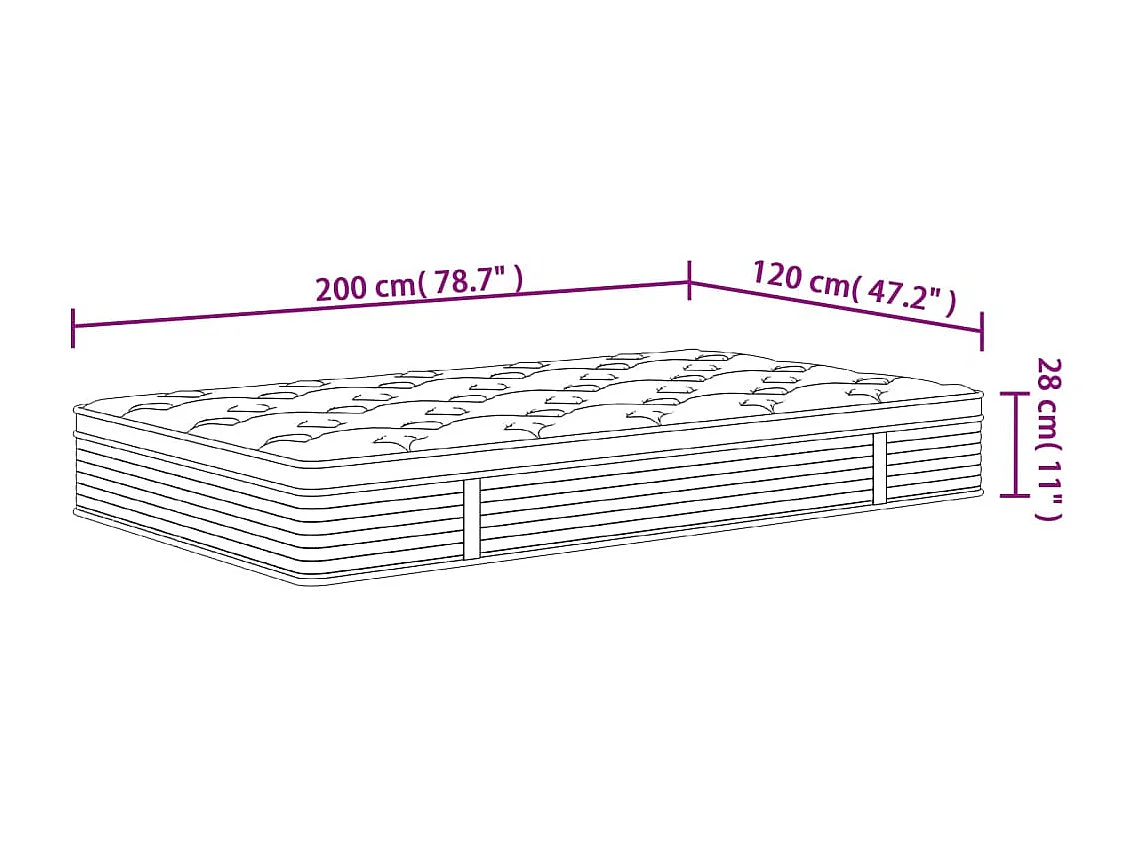 Matelas à ressorts ensachés moyen 120x200 cm