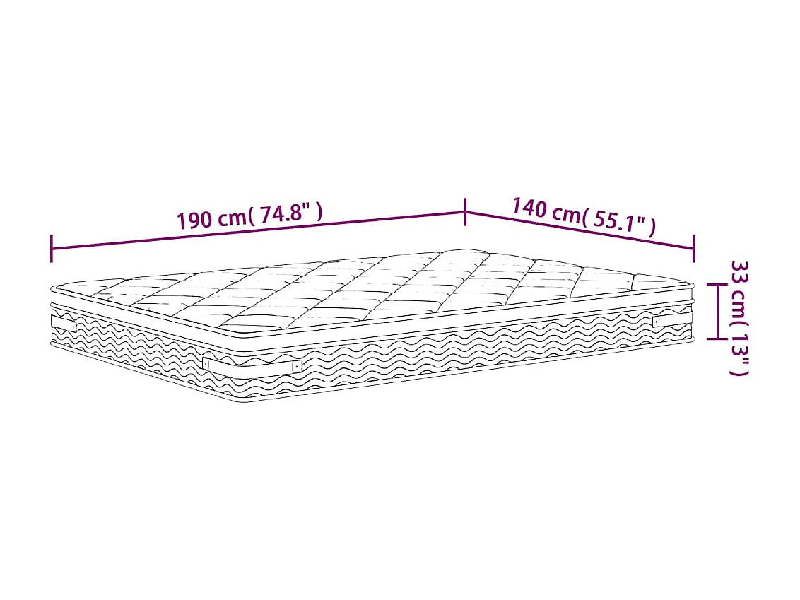 Matelas à ressorts ensachés moyen plus 140x190 cm