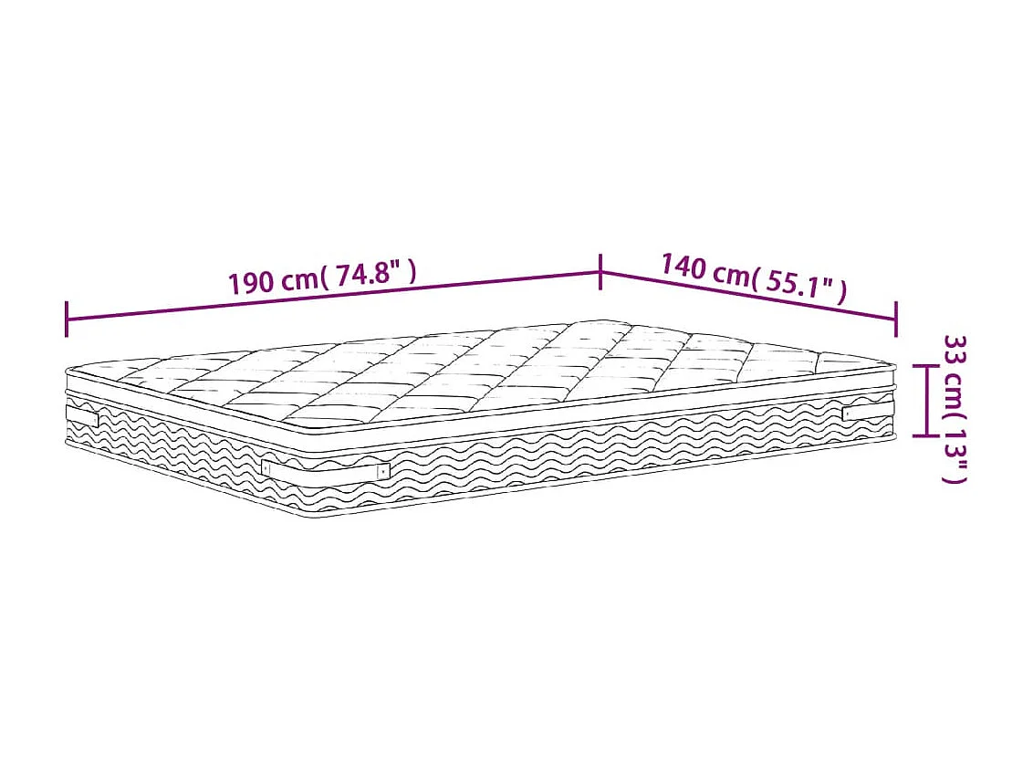 Matelas à ressorts ensachés moyen plus 140x190 cm
