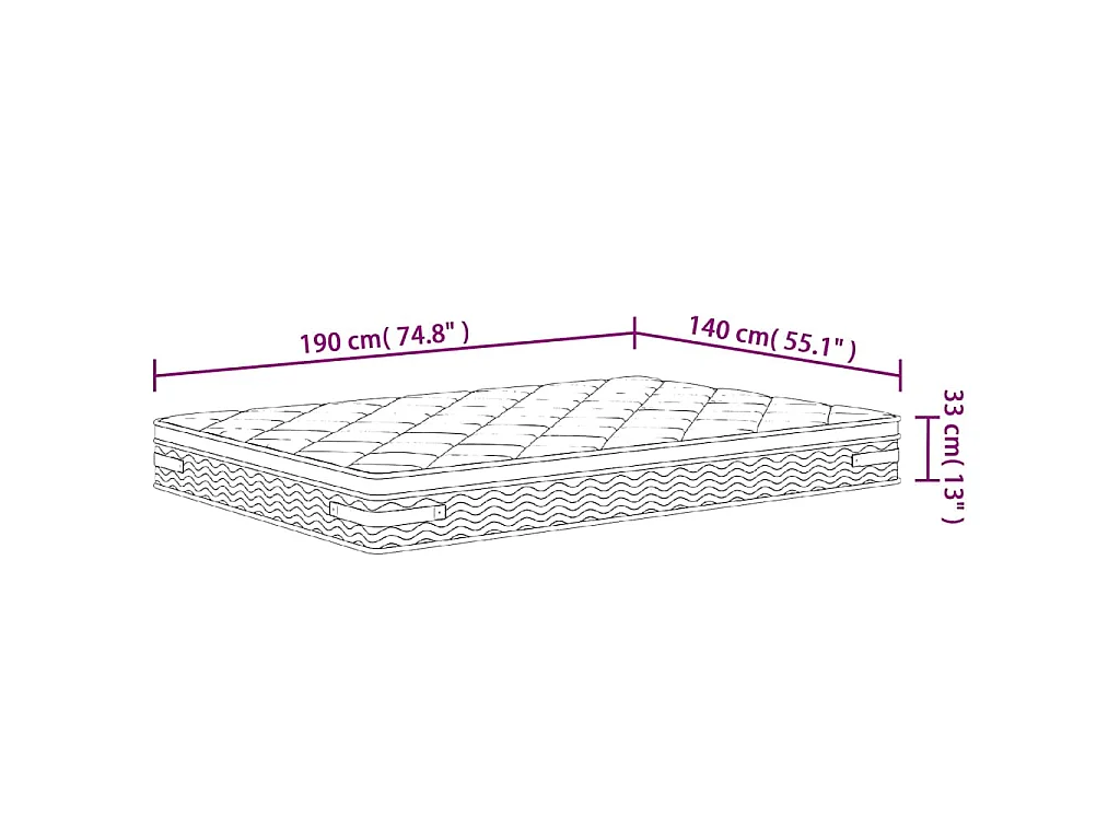 Matelas à ressorts ensachés Moyen Plus 140 x 190 cm