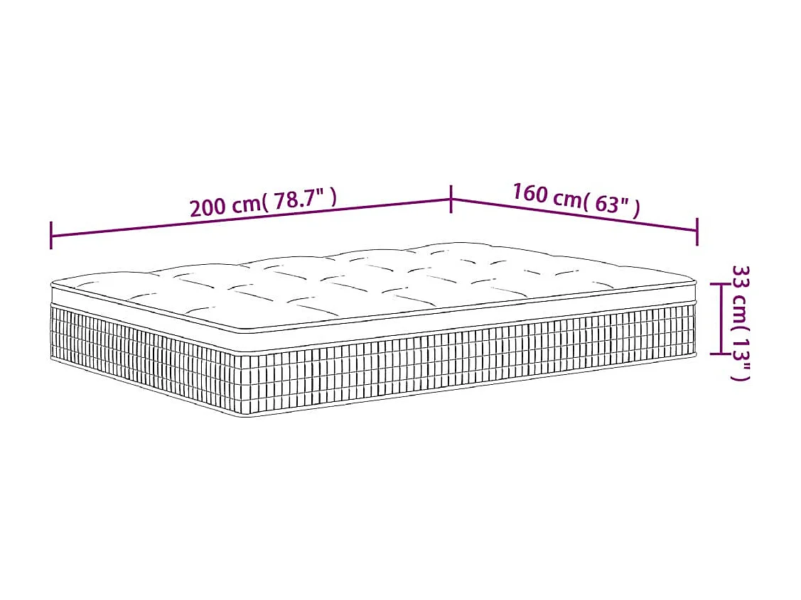Matelas à ressorts ensachés moyen plus 160x200 cm