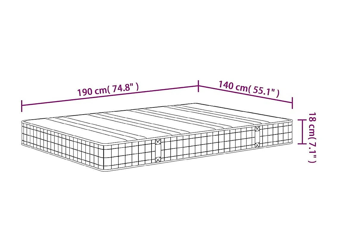 Matelas à ressorts bonnell moyen 140x190 cm
