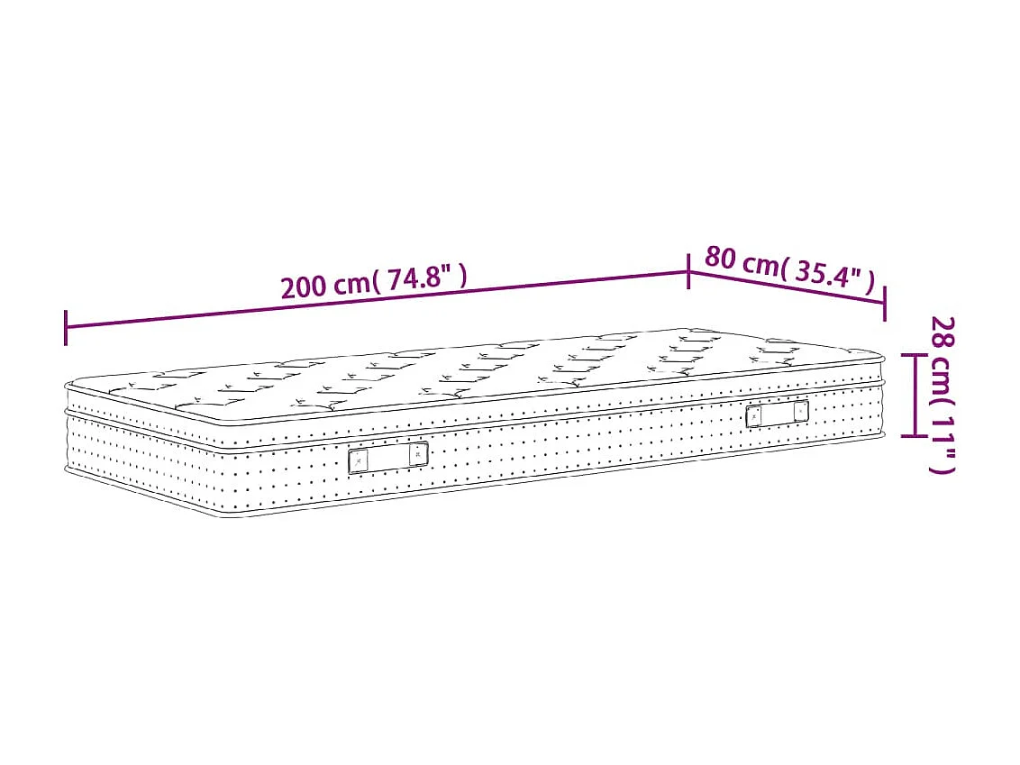Pocketveringmatras middelhard 80x200 cm