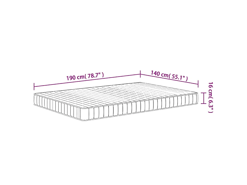 Matelas en mousse moyennement doux 140x190 cm