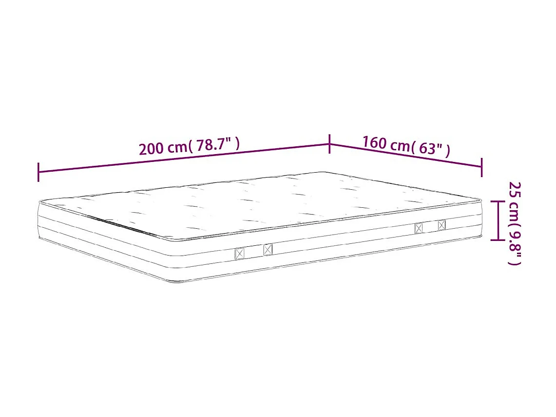 Matelas à ressorts ensachés dureté moyenne 160x200 cm