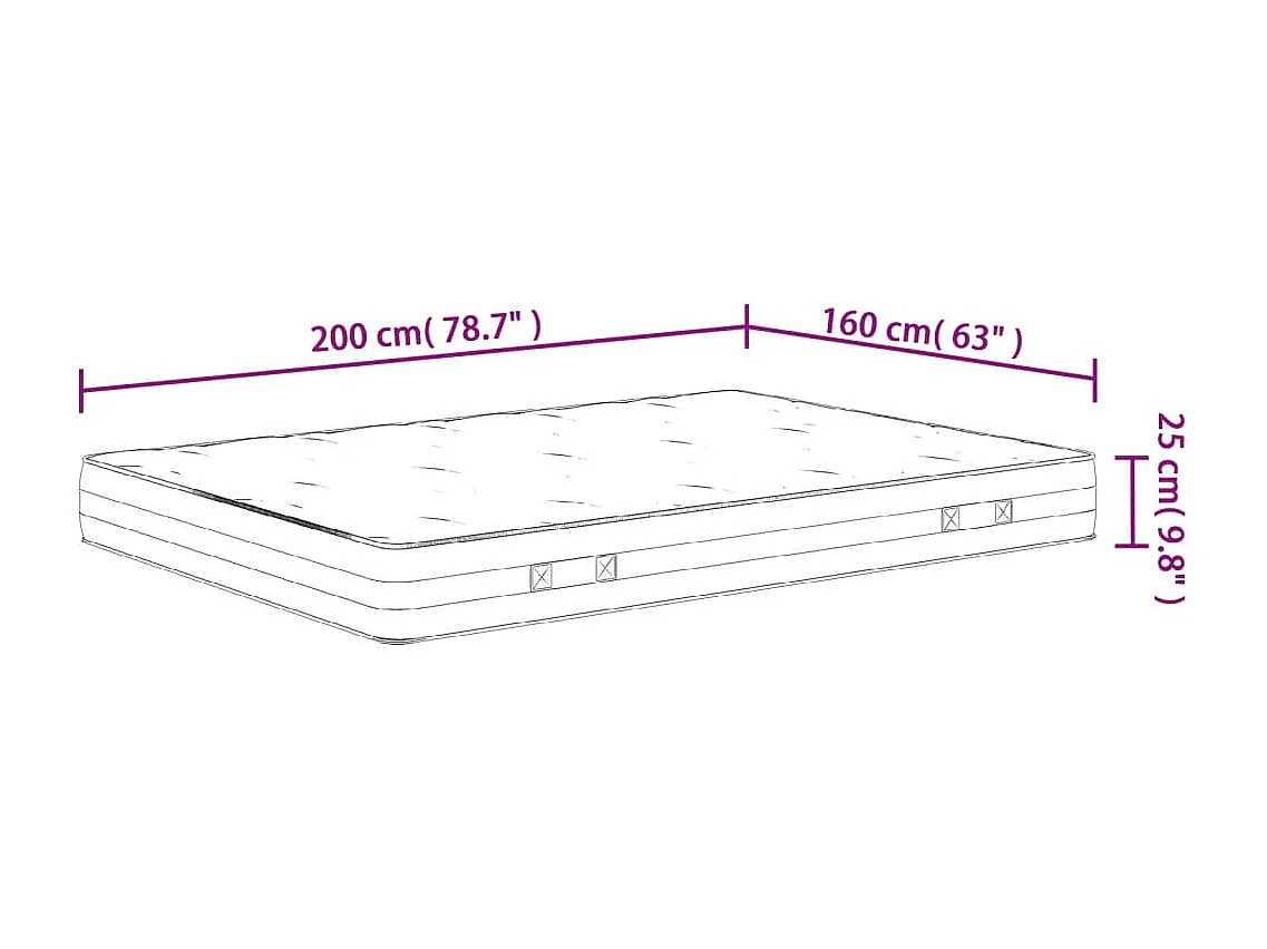Matelas à ressorts ensachés dureté moyenne 160x200 cm