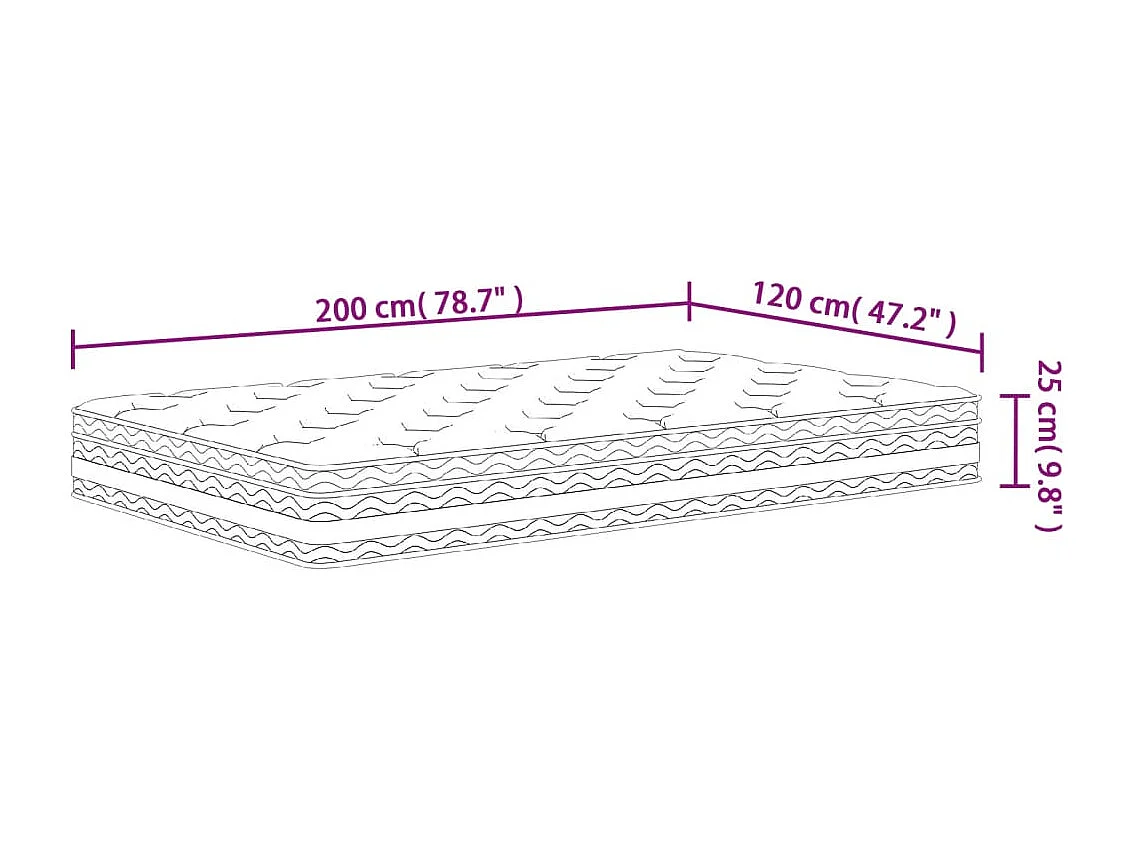 Matelas à ressorts ensachés moyen 120x200 cm