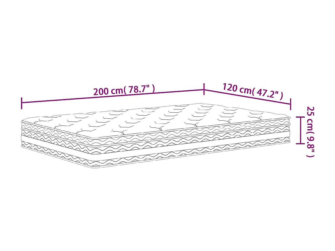 Matelas à ressorts ensachés moyen 120x200 cm