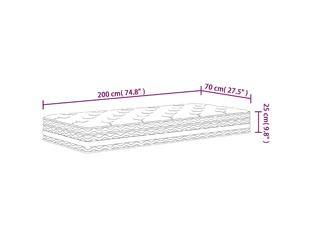 Matelas à ressorts ensachés moyen 70x200 cm