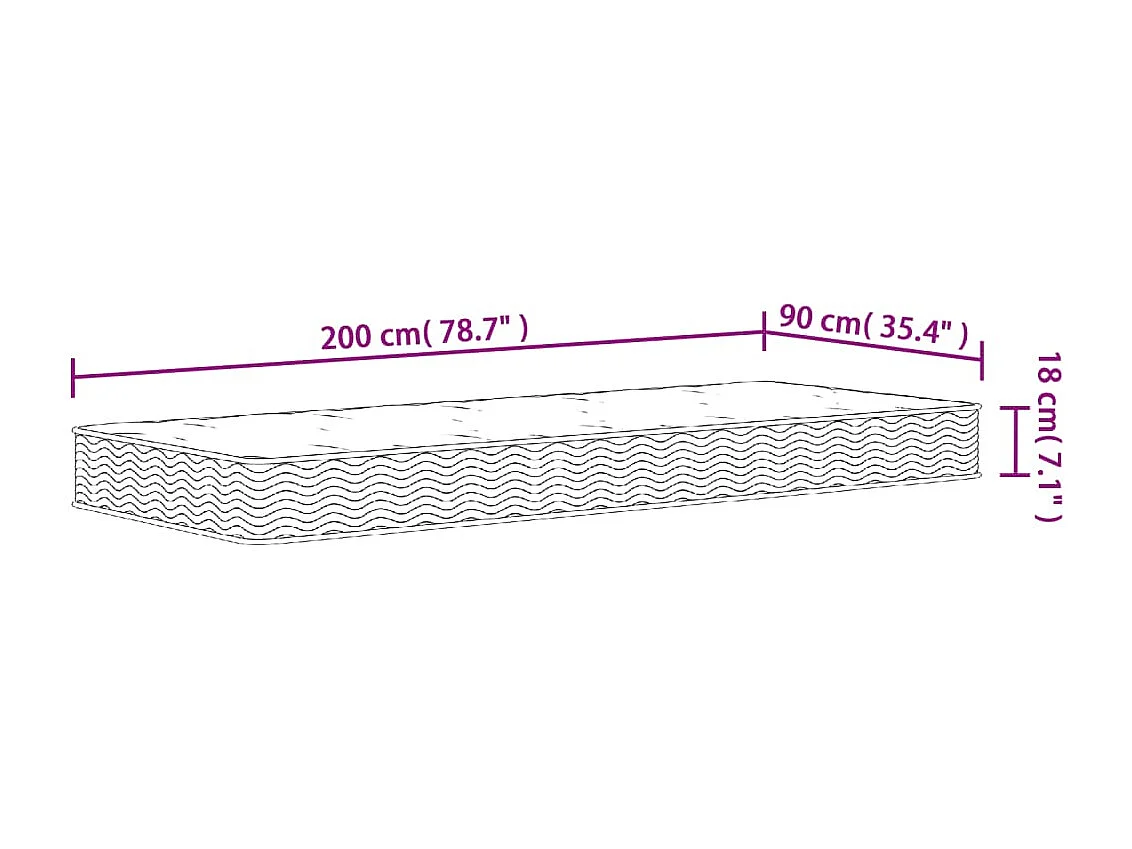 Matelas à ressorts bonnell moyen 90x200 cm